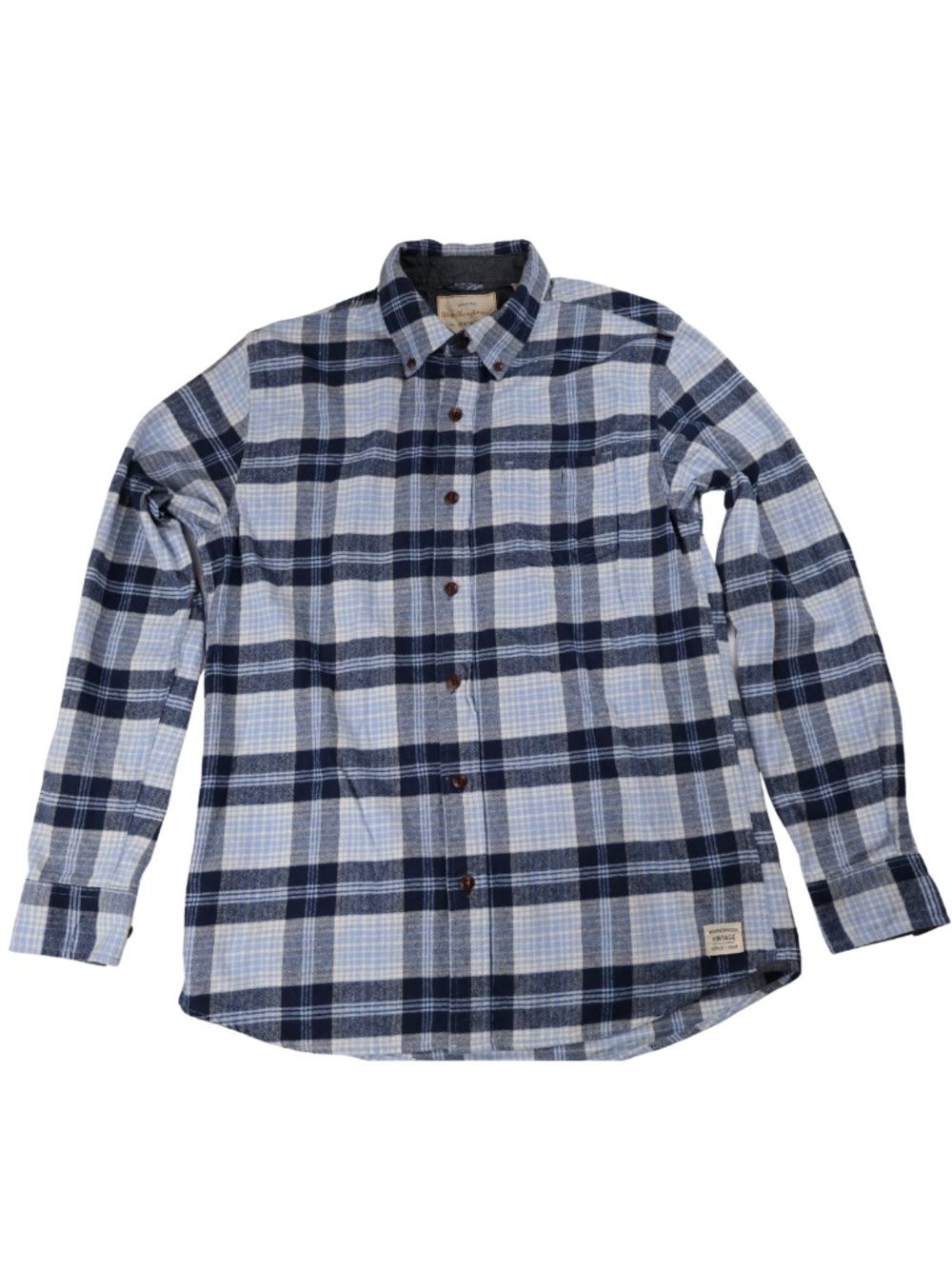 Original Weatherproof Vintage Plaid Button Down Shirt Men’s Medium Blue Cotton F